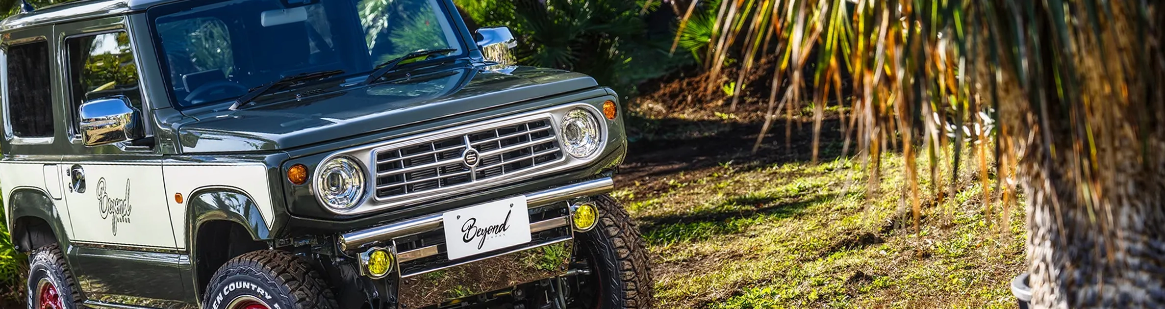 CODE 02 |ジムニーカスタムパーツ：強靱なリベルテフロントバンパーとJA11純正テールランプ使用のリアバンパー